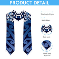 New Zealand Graduation Stole Aotearoa Kowhaiwhai Mix Taniko Art - Blue