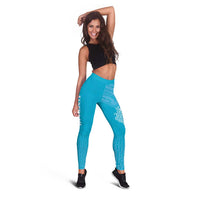 New Zealand Leggings Fire Basketball Maori Tribal Sky Blue - Polynesian Pride
