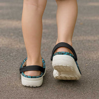 New Zealand Maori Clogs Shoes Poutama Manaia Turquoise Paua Shell LT05 - Polynesian Pride