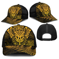 New Zealand Rugby All Gold Baseball Net Cap Silver Fern All Black Mix Ta Moko - Polynesian Pride