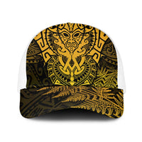 New Zealand Rugby All Gold Mesh Trucker Cap Silver Fern All Black Mix Ta Moko - Polynesian Pride