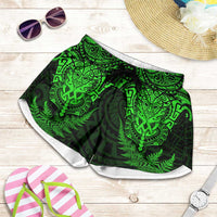 New Zealand Rugby All Green Shorts for Women Silver Fern All Black Mix Ta Moko LT9 Green - Polynesian Pride