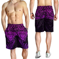 New Zealand Rugby All Purple Shorts for Men Silver Fern All Black Mix Ta Moko LT9 - Polynesian Pride