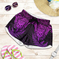 New Zealand Rugby All Purple Shorts for Women Silver Fern All Black Mix Ta Moko LT9 Purple - Polynesian Pride