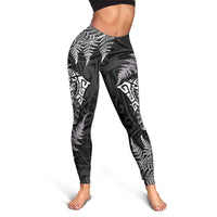 New Zealand Rugby All White Leggings Silver Fern All Black Mix Ta Moko LT09