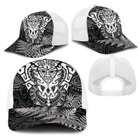 New Zealand Rugby All White Mesh Trucker Cap Silver Fern All Black Mix Ta Moko - Polynesian Pride