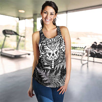 New Zealand Rugby All White Women Racerback Tank Silver Fern All Black Mix Ta Moko LT9 - Polynesian Pride