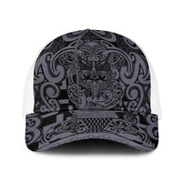 New Zealand Taiaha Maori Baseball Net Cap Minimalist Silver Fern All Black - Polynesian Pride
