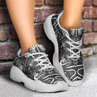 New Zealand Taiaha Maori Chunky Sneakers Kiwikiwi Minimalist Silver Fern Tukutuku Motif LT9 - Polynesian Pride