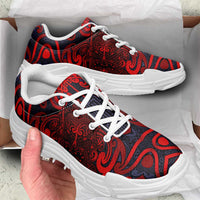 New Zealand Taiaha Maori Chunky Sneakers Whero Minimalist Silver Fern Tukutuku Motif LT9 - Polynesian Pride