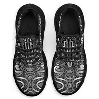 New Zealand Taiaha Maori Clunky Sneakers Kiwikiwi Minimalist Silver Fern Tukutuku Motif LT9 - Polynesian Pride