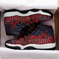 New Zealand Taiaha Maori Sneakers J11 Whero Minimalist Silver Fern Tukutuku Motif LT9 - Polynesian Pride