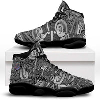 New Zealand Taiaha Maori Sneakers J13 Kiwikiwi Minimalist Silver Fern Tukutuku Motif LT9 White - Polynesian Pride
