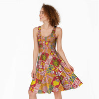 Niue Monuina e Kilisimasi Midi Dress Pacific Patchwork Xmas Vibes - Polynesian Pride