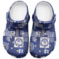 Northern Mariana Islands Magof Nochebuena Clogs Shoes Pacific Patchwork Xmas Vibes LT9 Blue - Polynesian Pride
