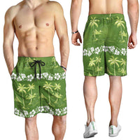 Olive Green Hawaii Palm Tree Hibiscus Shorts for Men Fantasy Summer Vibe LT01 - Polynesian Pride