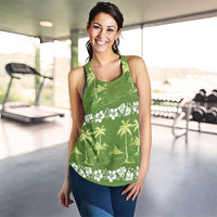 Olive Green Hawaii Palm Tree Hibiscus Women Racerback Tank Fantasy Summer Vibe LT01 - Polynesian Pride