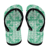 Omaomao Aloha Hawaii Flip Flops Plumeria Lei With Palaka Motif - Polynesian Pride