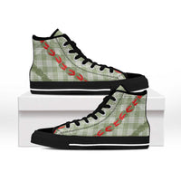 Omaomao Aloha Hawaii High Top Shoes Rosebud Lei With Palaka Motif - Polynesian Pride