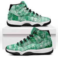 Omaomao Aloha Hawaii Sneakers J11 Plumeria Lei With Palaka Motif LT14 Green - Polynesian Pride