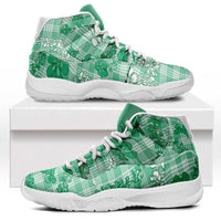 Omaomao Aloha Hawaii Sneakers J11 Plumeria Lei With Palaka Motif LT14 Green - Polynesian Pride