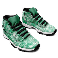Omaomao Aloha Hawaii Sneakers J11 Plumeria Lei With Palaka Motif LT14 - Polynesian Pride