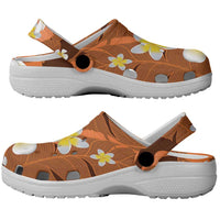 Orange Banana Leaf Hawaii Clogs Shoes Lau Maia Plumeria Tropical Summer Vibes LT14 - Polynesian Pride