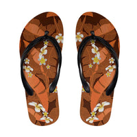 Orange Banana Leaf Hawaii Flip Flops Lau Maia Plumeria Tropical Summer Vibes LT14 Orange - Polynesian Pride