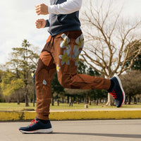 Orange Banana Leaf Hawaii Jogger Pants Lau Maia Plumeria Tropical Summer Vibes LT14 - Polynesian Pride