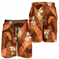 Orange Banana Leaf Hawaii Shorts for Men Lau Maia Plumeria Tropical Summer Vibes LT14 - Polynesian Pride