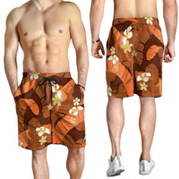Orange Banana Leaf Hawaii Shorts for Men Lau Maia Plumeria Tropical Summer Vibes LT14 - Polynesian Pride