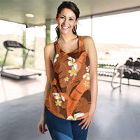 Orange Banana Leaf Hawaii Women Racerback Tank Lau Maia Plumeria Tropical Summer Vibes LT14 - Polynesian Pride