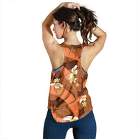 Orange Banana Leaf Hawaii Women Racerback Tank Lau Maia Plumeria Tropical Summer Vibes LT14 - Polynesian Pride