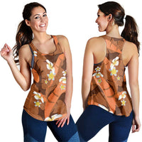 Orange Banana Leaf Hawaii Women Racerback Tank Lau Maia Plumeria Tropical Summer Vibes LT14 - Polynesian Pride