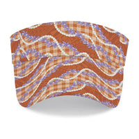 Orange Hawaii Palaka Honohono Pikake Sun Visor Cap Hawaiian Orchid Lei Polynesian Pattern LT14 - Polynesian Pride