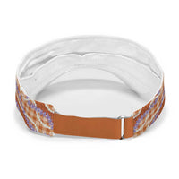 Orange Hawaii Palaka Honohono Pikake Sun Visor Cap Hawaiian Orchid Lei Polynesian Pattern LT14 - Polynesian Pride