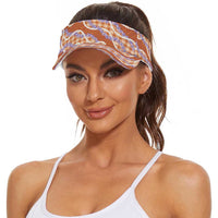 Orange Hawaii Palaka Honohono Pikake Sun Visor Cap Hawaiian Orchid Lei Polynesian Pattern LT14 - Polynesian Pride