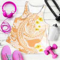 Orange Hawaii Shark Tattoo Women Racerback Tank Puakenikeni Lei Plumeria Polynesian Pattern