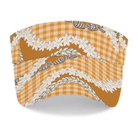 Orange Hawaii Tiare and Shell Lei Sun Visor Cap Hawaiian Palaka Luxury Vibes