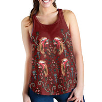 Oxblood Bird of Batik Papua Women Racerback Tank Exotic Natural Wealth of Papua LT9 - Polynesian Pride