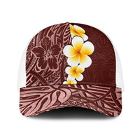 Oxblood Tropical Plumeria With Galaxy Polynesian Art Baseball Net Cap - Polynesian Pride