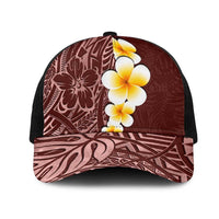 Oxblood Tropical Plumeria With Galaxy Polynesian Art Mesh Trucker Cap - Polynesian Pride