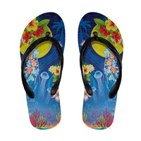 Palau Flip Flops Jellyfish with Coral Reefs Ocean Vibe and Tapa Pattern LT03 Blue - Polynesian Pride
