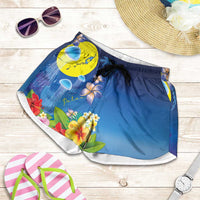 Palau Jellyfish Shorts for Women Ocean Heritage Tropical Plants LT03 Blue - Polynesian Pride