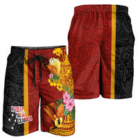 Papua New Guinea Shorts for Men Birds-of-Paradise Melanesian Tattoos Tropical Plants