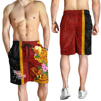 Papua New Guinea Shorts for Men Birds-of-Paradise Melanesian Tattoos Tropical Plants