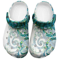 Paua Shell Maori Clogs Shoes Koru Kowhaiwhai LT7 White - Polynesian Pride
