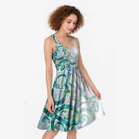 Paua Shell Maori Midi Dress Koru Kowhaiwhai