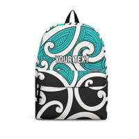 Personalised Karikiorangi Maori Koru New Zealand Backpack LT14 Cyan - Polynesian Pride