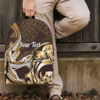 Personalized Hawaii Shark Tattoo Backpack Hawaiian Pattern Plumeria Orange